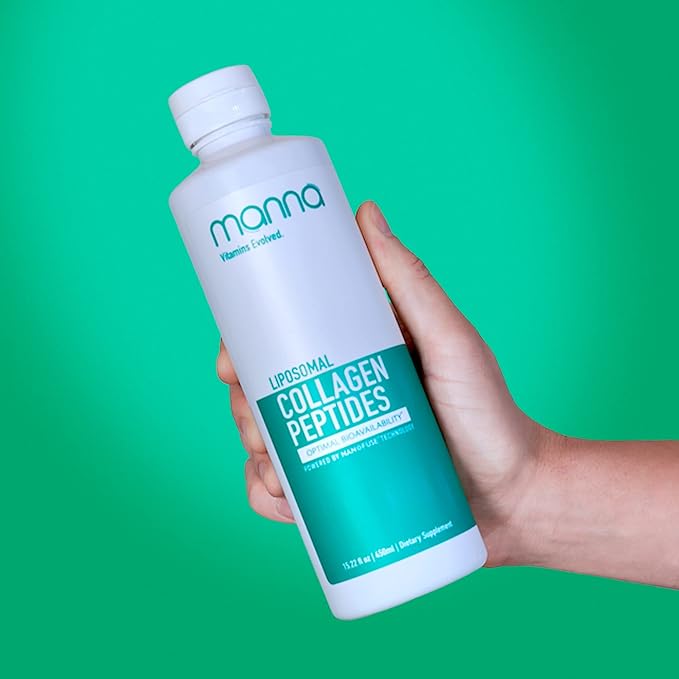 Manna Liposomal Collagen Peptides Liquid – 5000mg High Absorption Grass-Fed Type I & III Collagen for Skin, Hair, Nails, Joints – Hydrolyzed Collagen Supplement, Non-GMO, 16oz, for Women & Men
