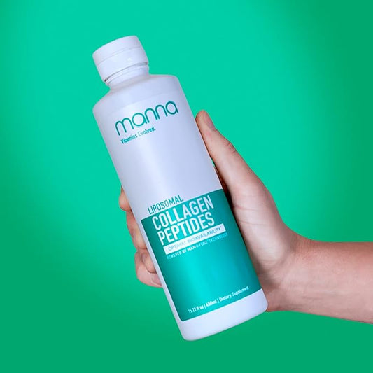Manna Liposomal Collagen Peptides Liquid – 5000mg High Absorption Grass-Fed Type I & III Collagen for Skin, Hair, Nails, Joints – Hydrolyzed Collagen Supplement, Non-GMO, 16oz, for Women & Men