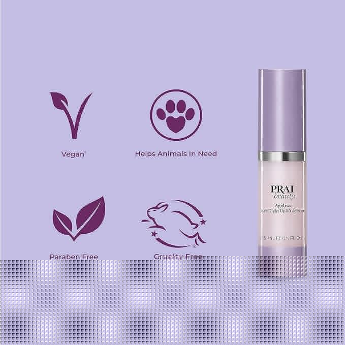 PRAI Beauty Ageless Eye Tight Uplift Serum, Anti-Aging and Hydrating Eye Serum, For Instantly Ageless Brow and Eyelid Area, 0.5 Oz