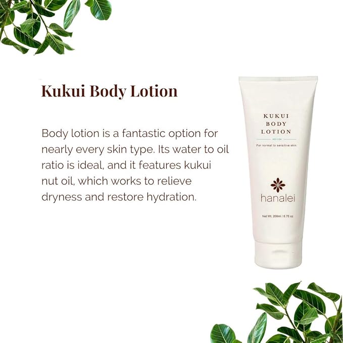 Hanalei Kukui Body Lotion 200ml and Face Moisturizer with SPF 50 Mineral Sunscreen 1.7 Oz - Cruelty Free (2-Pack Bundle)