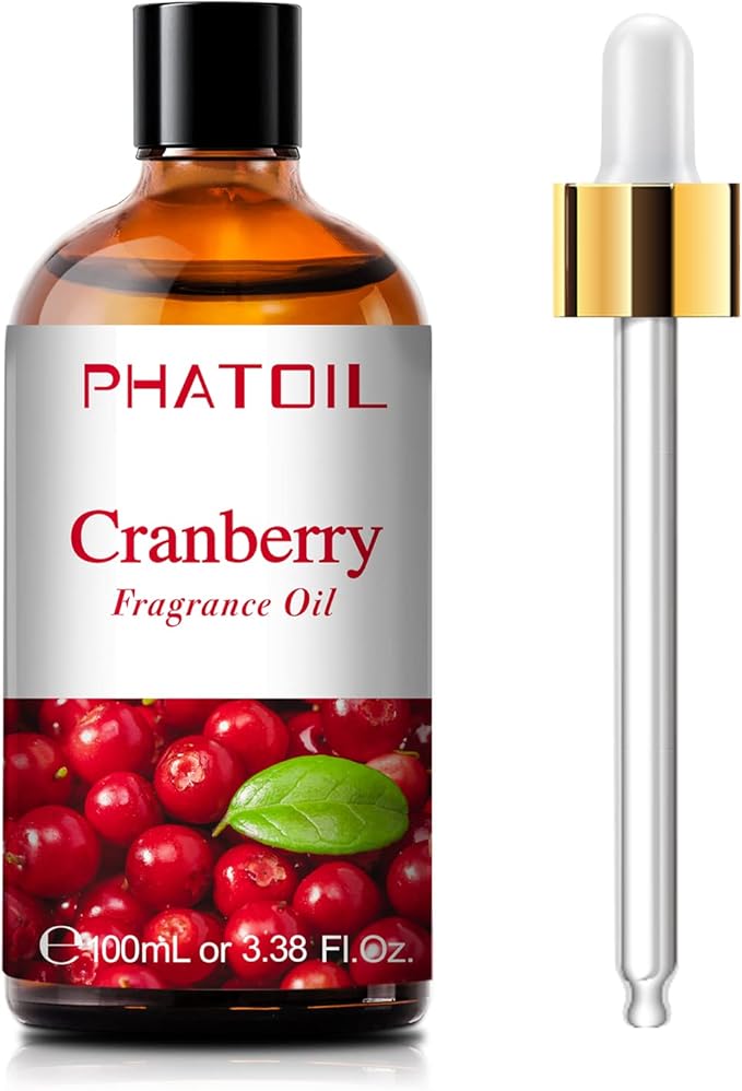 3.38FL.OZ Cranberry Fragrance Oils for Aromatherapy, Essential Oils for Diffusers for Home, Perfect for Diffuser, Yoga, Skin Care, DIY Candle and Soap Making - 100ml