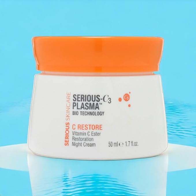Serious Skincare - Serious-C3 Plasma Vitamin C Restore - Restoration Night Cream for Deep Hydration - Hydrolyzed Collagen - Hydrating Moisture for Face and Neck - 1.7 oz.