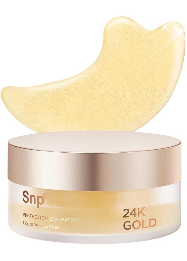 SNP [K Beauty 24K Gold Perfection Eye Patch | Nourishing Under Eye Patches for Wrinkles and Dark Spots | Under Masks for Puffy Eyes and Dark Circles | Korean Collagen Skincare | 60 Patches