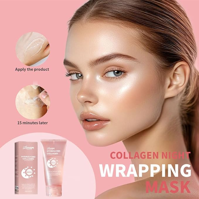 2 Pcs Collagen Night Wrapping Mask, Hydration Elasticity Firming Skin Deep Facial Treatment Bio Collagen Sleeping Mask.
