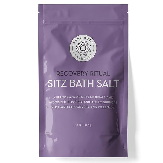 Pure Body Naturals Sitz Bath Salt – Postpartum Care and Hemorrhoid Comfort – Natural Soak for Self Care and Hemorrhoid, Post Partum Essentials, 32 Oz