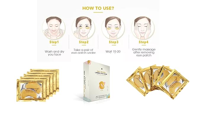 IE - 24K Gold Eye Mask - 16 Pairs for Rejuvenated Eyes - Reduces Dark Circles, Puffiness, Fine Lines, and Wrinkles.