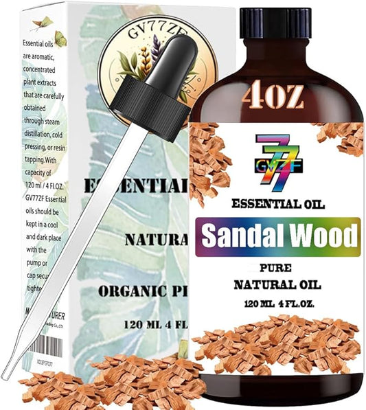 Sandalwood Essential Oil (4 oz/120 ml) - Sandalwood Oils Used in diffusers, humidifiers, Home Baths, Cleaning Products, Yoga, DIY Soaps and DIY Scented Candles