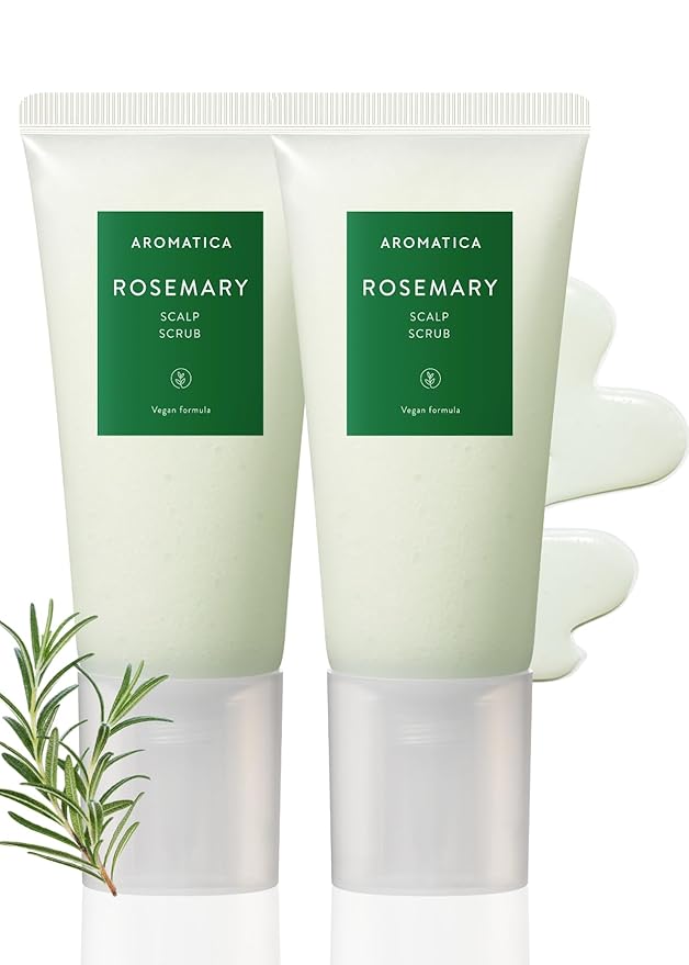 AROMATICA Rosemary Scalp Scrub (2 Pack) 5.82oz / 165g, Gift Set, Sulfate-Free, Silicone-Free, Vegan, Scalp Cleansing with Salt Granules, Invigorates and Exfoliates Scalp, Micro-Exfoliate