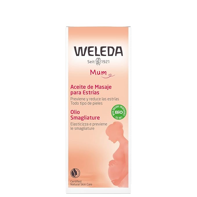 Weleda Stretch Mark Pregnancy Massage Oil, 3.4 Fluid Ounce, Plant Rich Oil with Vitamin E, Sweet Almond, Jojoba and Arnica Oils