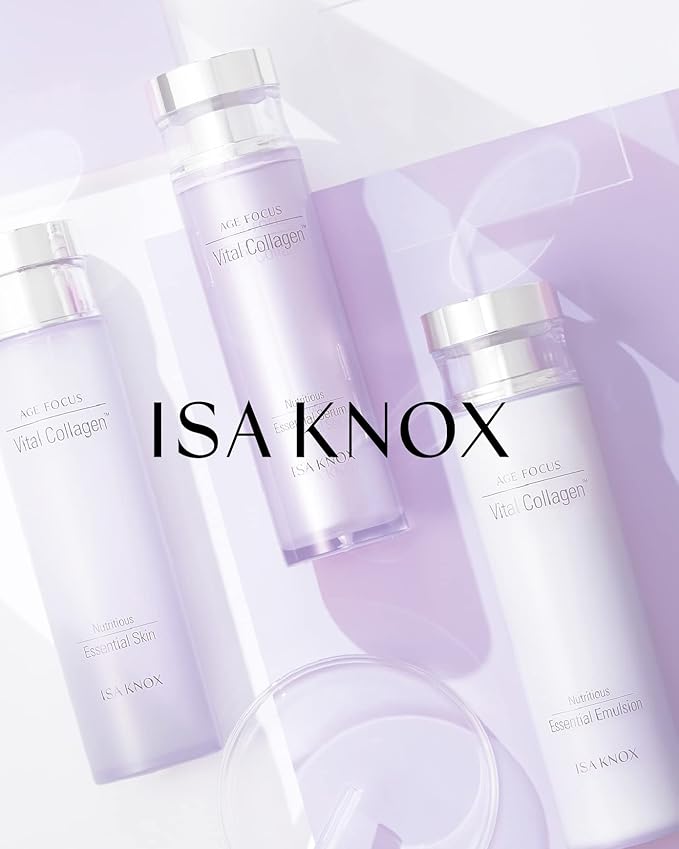 ISA KNOX AGE FOCUS VITAL COLLAGEN SKINCARE GIFT SET (370ml / 12.51 Fl Oz) - Korean Luxury Premium High-end Skin Toner, Emulsion Lotion, Cream by LG BEAUTY. Hydrolyzed Collagen,