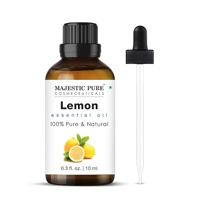 Majestic Pure USDA Organic Lemon Essential Oil | 100% Organic and Premium Quality| Aromatherapy, Skincare, Hair Care, & Household Use | 0.3 fl. Oz