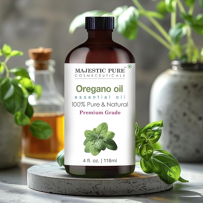 MAJESTIC PURE Oregano Essential Oil | 100% Pure and Natural Oregano Oil | Premium Grade Essential Oils for Hair Care, Home Diffusers, Skin, Aromatherapy, Massage and Humidifiers | 4 Fl Oz