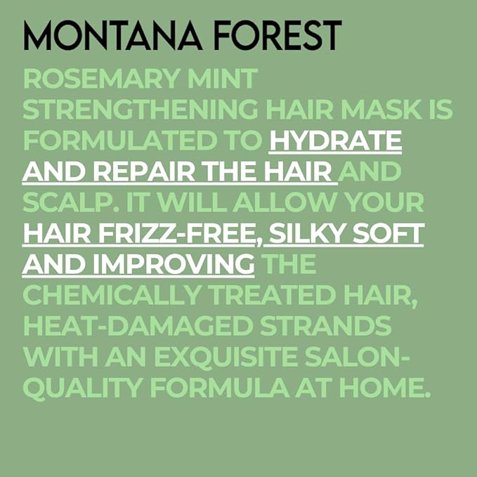 Rosemary Mint Strengthening Hair Mask - 12.84 fl oz | Botanical Infused Hair Treatment for Dry, Damaged | Natural Hair Care with Rosemary & Mint for Deep Conditioning and Vitality