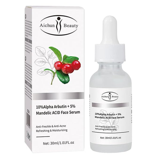 AICHUN BEAUTY Face Serum Eye Essence Anti-Wrinkles Anti-Acne Oil-Control Anti-Freckle Refreshing Moisturizing Purifying Shrink Pores 30ml 1.01FL.oz (10% Alpha Arbutin + 5% Mandelic ACID Face Serum)