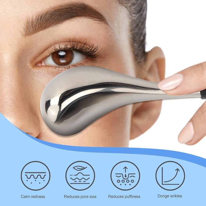 Ice Globes Facial Skin Care Tools for Women Face Eyes, Stainless Steel Face Beauty Cryo Sticks for Girls Ladies