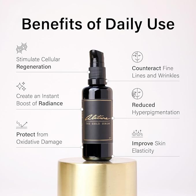 Alitura Gold Serum for Face – Face Serum for Women & Men to Reduce Fine Lines and Wrinkles – Anti Aging Serum for Radiant-Looking Skin – Vitamin A & Marine Collagen Facial Serum (50 ml)