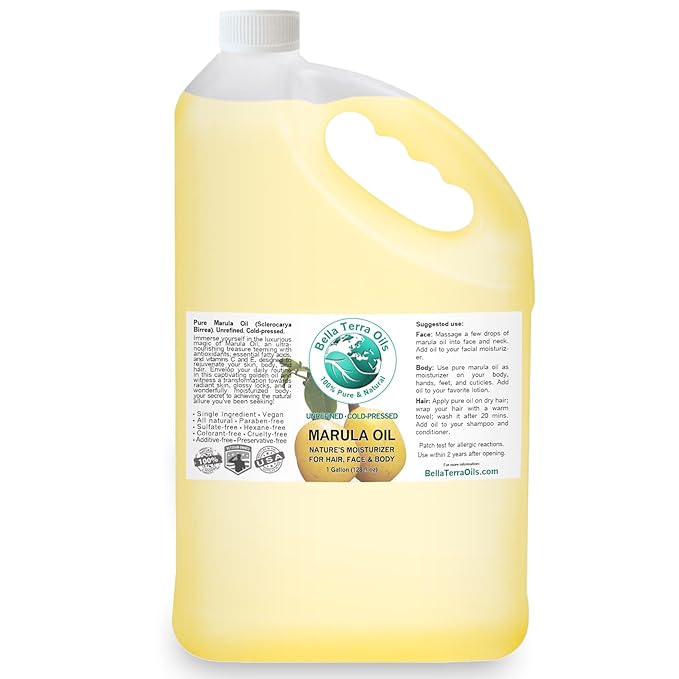 Bella Terra Oils Pure Marula Oil for Enhanced Skin Radiance – 1 gallon, Feather-Light & Hydrating, Suitable for All
