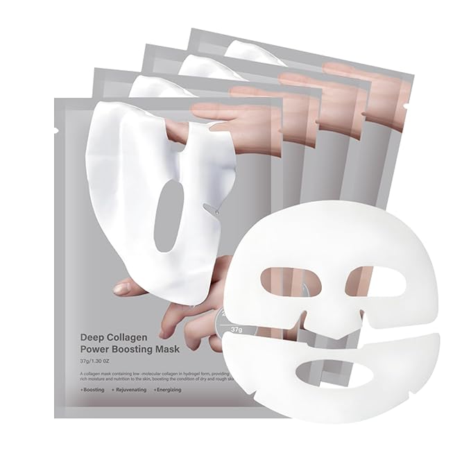 4 Pack Collagen Anti-Wrinkle Overnight Face Mask - Deep Hydrating & Lifting Sheet for Firming, Moisturizing, Reducing Fine Lines - Rejuvenating Collagen Facial Mask for All Skin Types