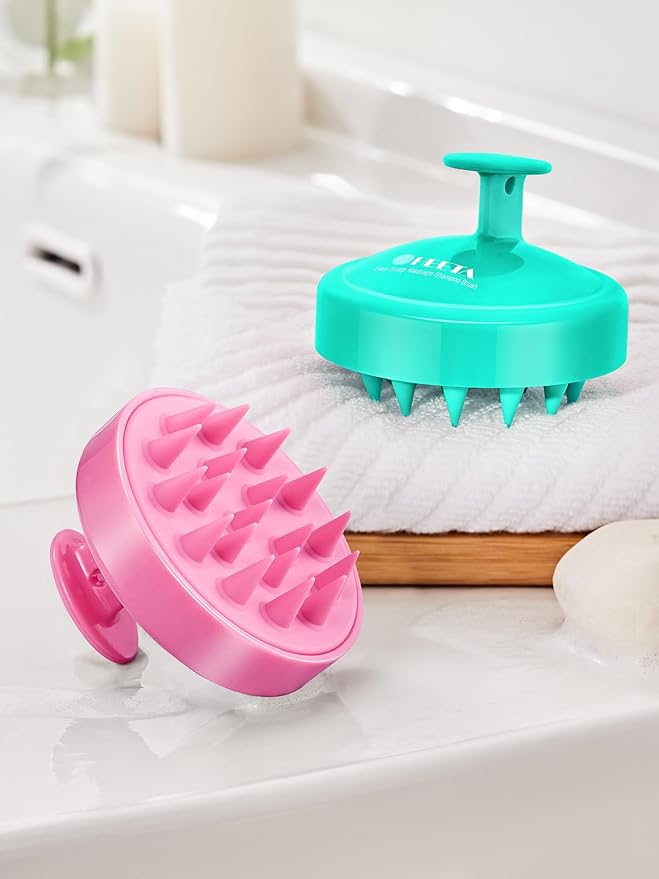 HEETA Scalp Massager Hair Growth 2-Pack, Soft Silicone Scalp Scrubber Shampoo Brush for Exfoliation Dandruff Removal Head Massage Stress Relax, Wet & Dry Use for Women Men Thick Thin Curly Hair Care