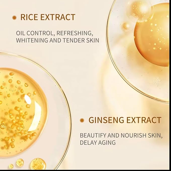 Korean Ginseng Rice Facial Mask 10 Pack Vegan with Vitamin C Korean Ingredient Brightens Skin, Mask Sheet