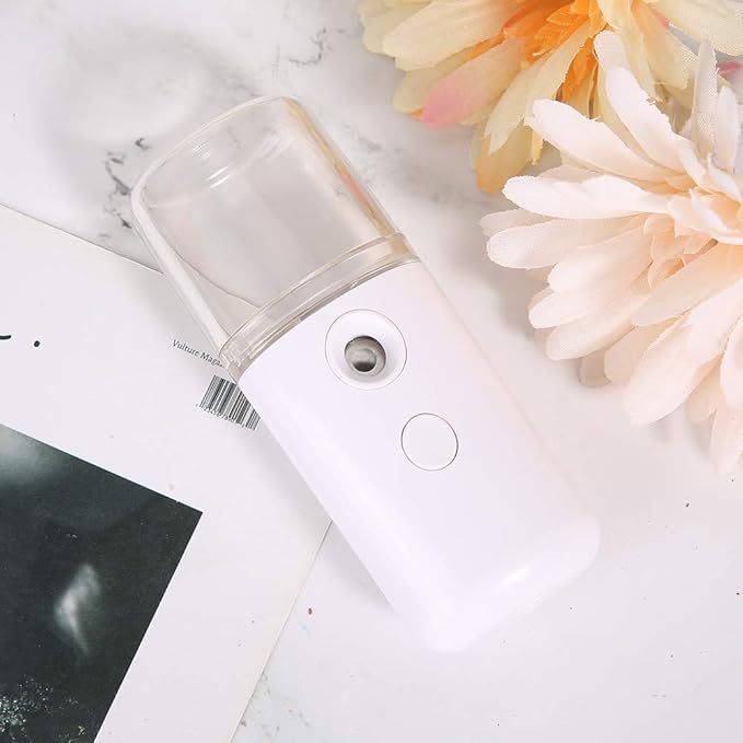 30ml Mini Nano Facial Mister Sprayer, USB Handy Cool Face Care Mist Sprayer Steamer for Hydrating Moisturizing (White)