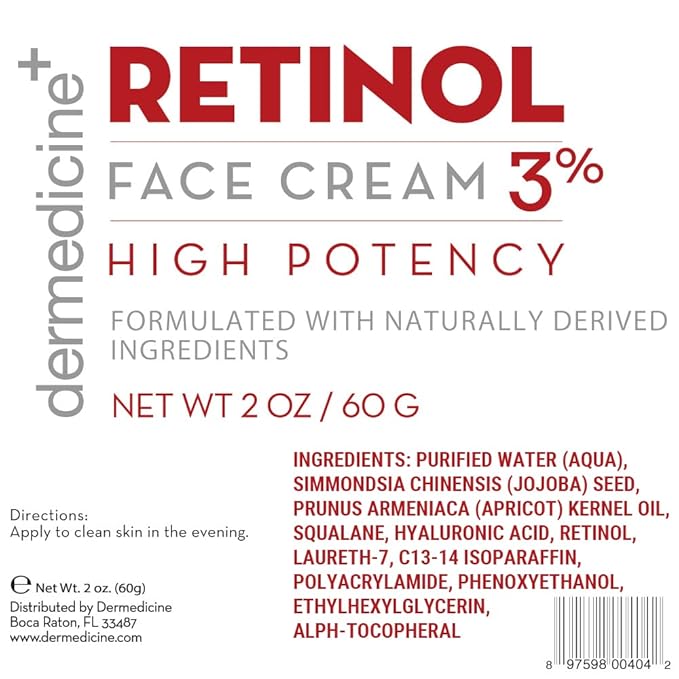 Retinol Cream For Face & Eye 3% Blend | Natural Anti Aging w/Jojoba Oil, Apricot Oil, Hyaluronic Acid & Squalane | Helps Smooth Fine Lines & Wrinkles & Brightens for Younger Skin