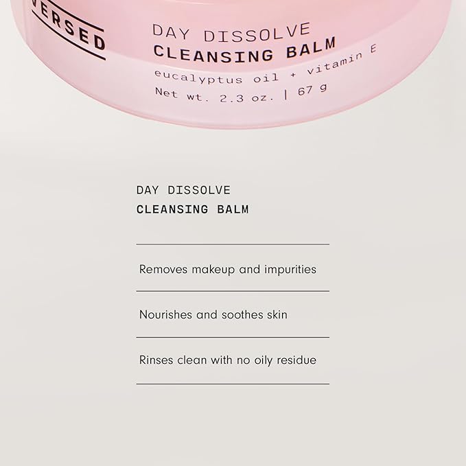 Versed Day Dissolve Cleansing Balm, Jumbo - Residue-Free Makeup Remover & Milk Cleanser with Eucalyptus Oil + Vitamin E - Eye Safe Oil Based Balm Cleanser for All Skin Types - Vegan (4.6 Oz)