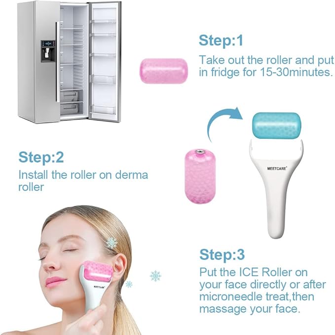 Mute Ice Roller for Face with 2pcs Roller for Skin Care - Long Cooling Face Massager for Eye Puffiness Relief and Dark Circles - Cold Therapy for Migraines - Shrink Pores,Tighten Skin