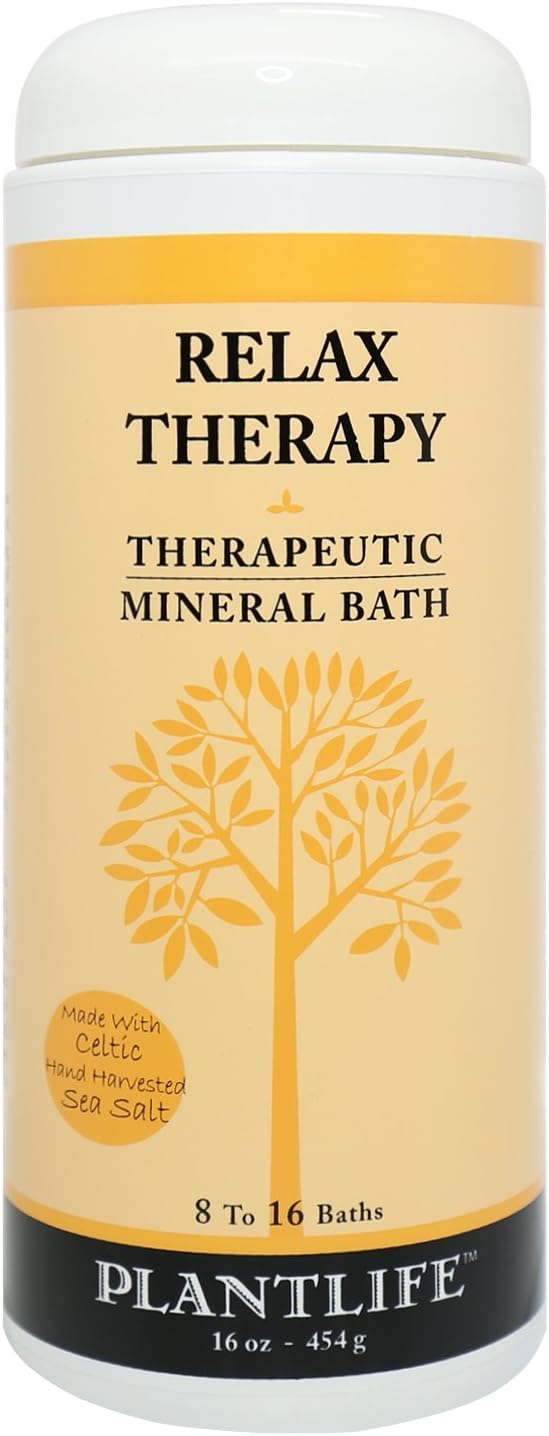 Plantlife Relax Therapy Bath Salts - Straight from The Plant Natural Aromatherapy Bath Salts - Balance, Calm, and Release Tension in The Body - Made in California 16 oz