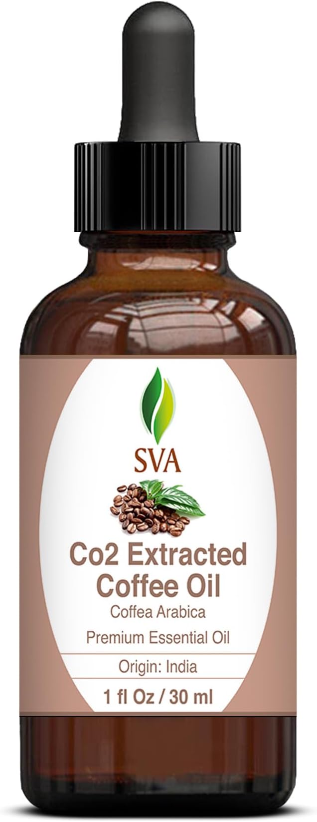 SVA Coffee Essential Oil – 1 Fl Oz – 100% Natural Coffee Oil - for Diffuser, Hair Care, Face, Skin Care, Aromatherapy, Scalp and Body Massage, Soap and Candle Making - with Dropper