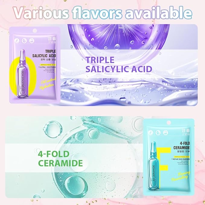 Variety Sheet Face Sheet Mask Skincare,Hydrating Spa Face Mask For Sensitive Skin,Moisturize,Nourish for All Skin Types,Natural Skin Care Spa Face Mask for Women Men Girls,Pack of 12