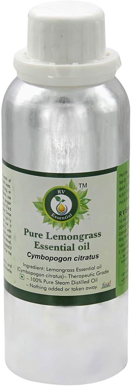 Lemongrass Essential Oil | Cymbopogon Citratus | Lemongrass Oil | for Hair | for Body | for Massage | 100% Pure Natural | Steam Distilled | Therapeutic Grade | 1250ml | 42oz by R V Essential