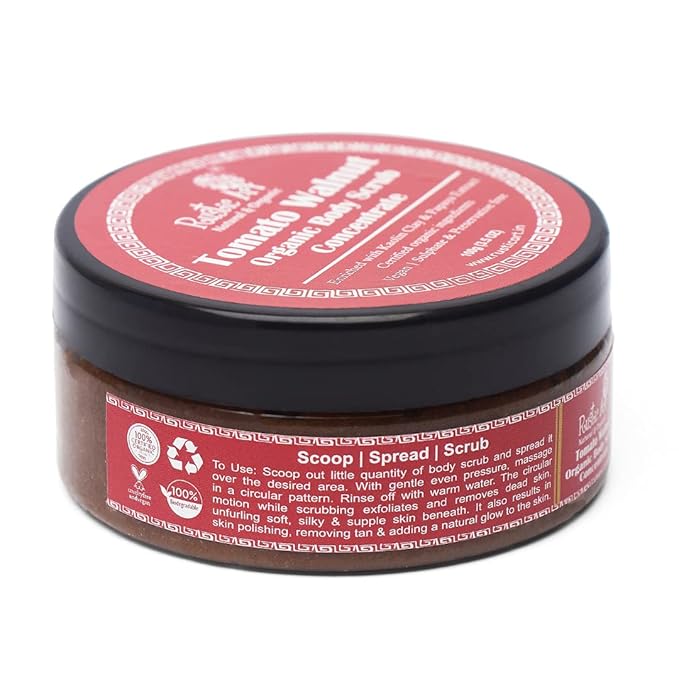 Tomato Walnut Body Scrub Concentrate | Exfoliating Body, Hands, Face, Legs, Foot | Foaming Scrub, Lasts 3X Longer | For Women & Men | Vegan & Cruelty Free | (3.5 Oz)