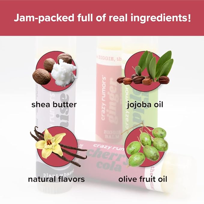 Crazy Rumors Biggie Bubble Gum Flavored All Natural, Plant Based Lip Balm to Moisturize and Nourish your Lips - Bubble Gum Tube 0.6 oz (4x Larger than standard 0.15 oz lip balm)