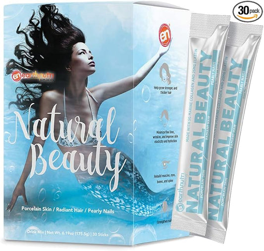 Marine Collagen Peptides Powder Supplement for Skin, Hair & Nails – Enhances Skin Elasticity & Hydration – Hydrolyzed Collagen – 5000mg per Serving – Non-GMO – Unflavored (30 Sticks Pack)