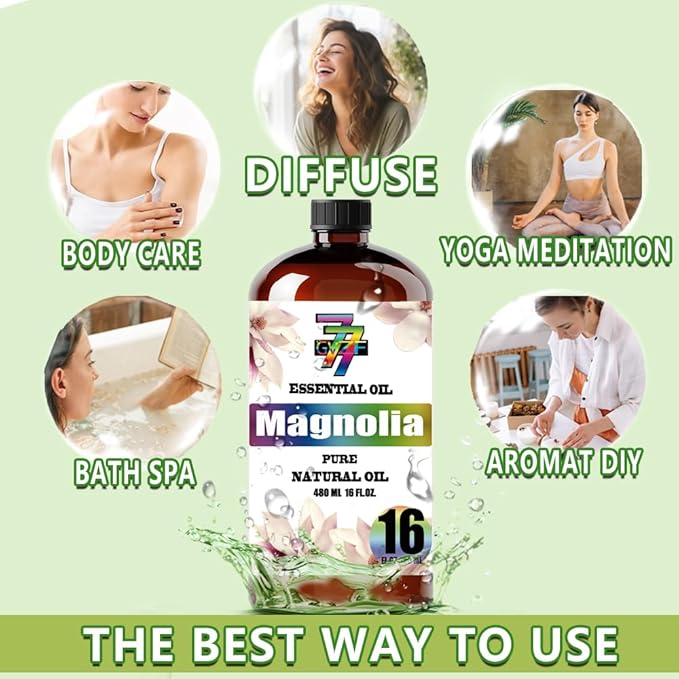 Magnolia Essential Oil(16oz / 480ml) - Magnolia Oils Used in diffusers, humidifiers, Home Baths, Cleaning Products, Yoga, DIY Soaps and DIY Scented Candles