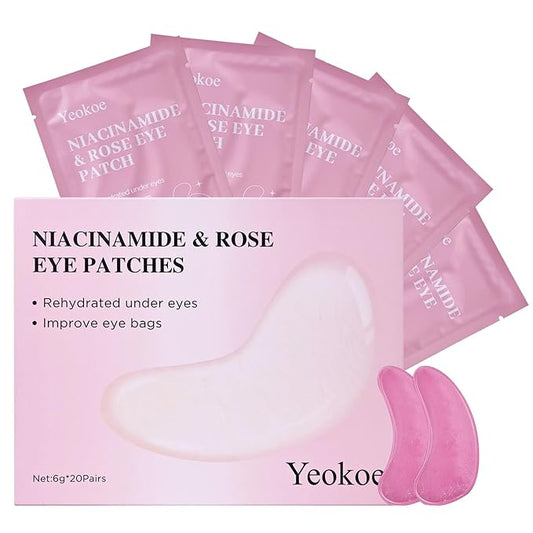 Under Eye Patches for Dark Circles,Puffy Eyes,20 Pairs Face Masks SkinCare With Niacinamide and Rose for Rehydrated