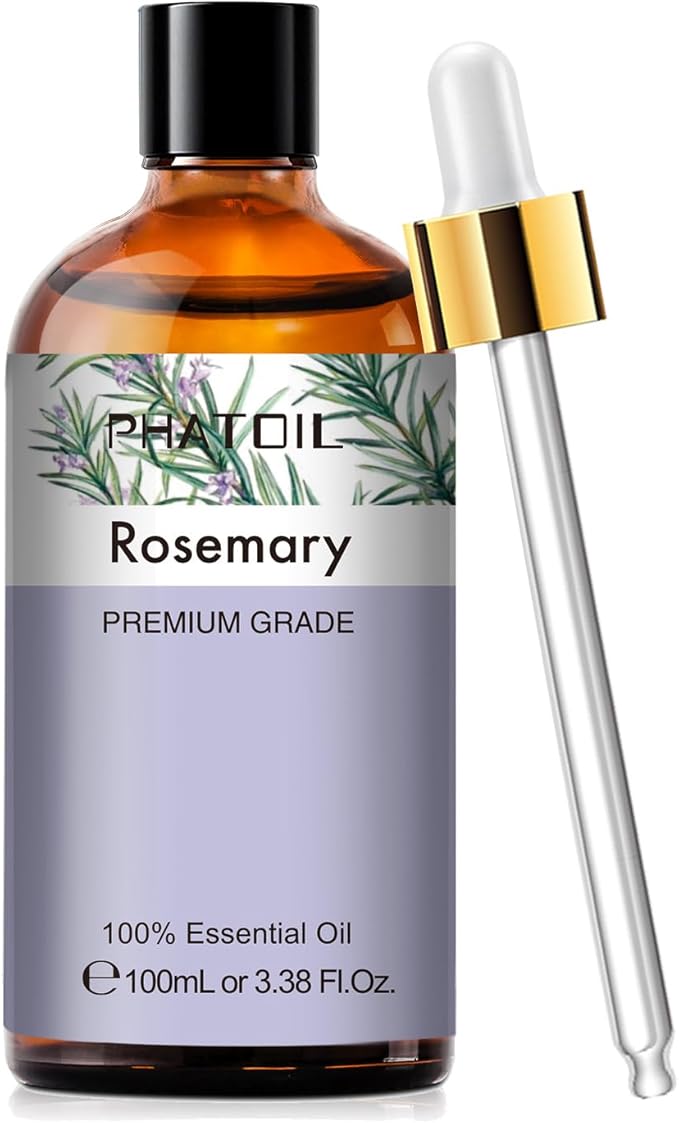 Rosemary 3.38fl.oz Essential Oil, PHATOIL Aromatherapy Essential Oils for Diffuser, Humidifier, Perfect for DIY Soap, Candle, Bath Bombs Making(100ml)