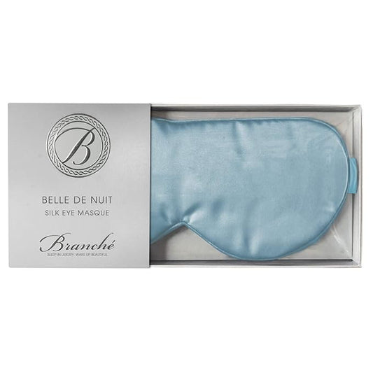 Branche Beauty Belle De Nuit Sleep Mask - Silk Eye Mask 6A Silk 22 Momme Eye Cover Sleepover Shade Blindfold Mask for Luxury Sleep in Total Darkness (Blue)