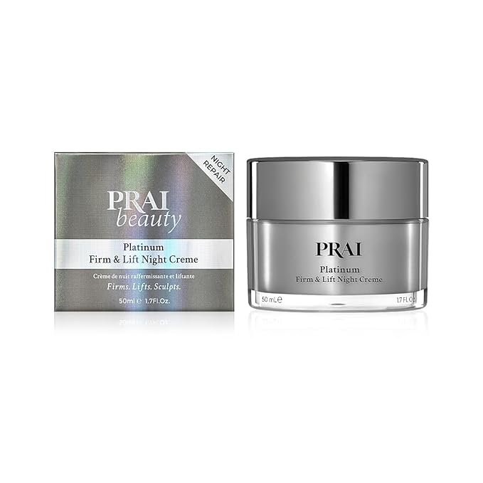 PRAI Beauty Platinum Firm & Lift Night Creme, Anti-Aging and Hydrating Night Face Moisturizer for Women, Hydrating and Revitalizing Night Cream, Overnight Face Lotion, 1.7 Oz