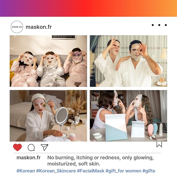[MASK ON] Korean Moisturizing Face Masks Skincare (10 PACK) – Hydrating & Anti-aging Daily Care Facial Mask Bulk for All Skin Type with 10 Natural Ingredients - Great for Self care & Gift Box