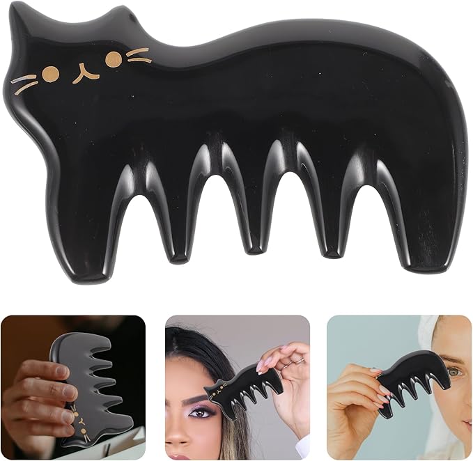 Masssage Comb Guasha Scraping Scalp Comb Body Massaging Board Gua Sha Massage Tool (Black)