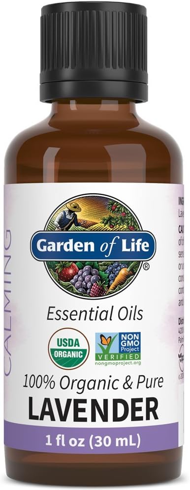 Garden of Life Essential Oil, Lavender 30 ml, USDA Organic & Pure, Clean, Undiluted & Non-GMO - for Diffuser, Aromatherapy, Meditation, Skincare, Sleep - Calming, Relaxing, Soothing, 1 Fl Oz