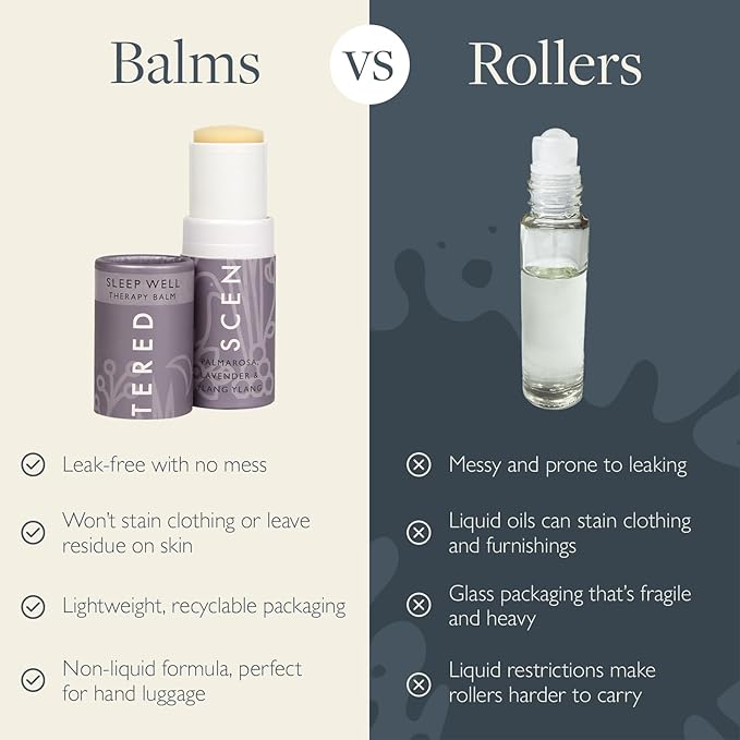 Scentered Aromatherapy Balm Stick - Sleep Well Lavender Essential Oil Roll On to Help Sleep - All Natural Sleep Aid with Palmarosa & Ylang Ylang - Aromatherapy Gifts for Women