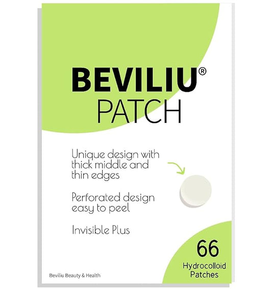 Beviliu Pimple Patches for Face 66 Counts, 2 Sizes Thinner Edge Hydrocolloid Acne Patches, Invisible Zit Patches for Face, Facial Skin Care Products Beauty
