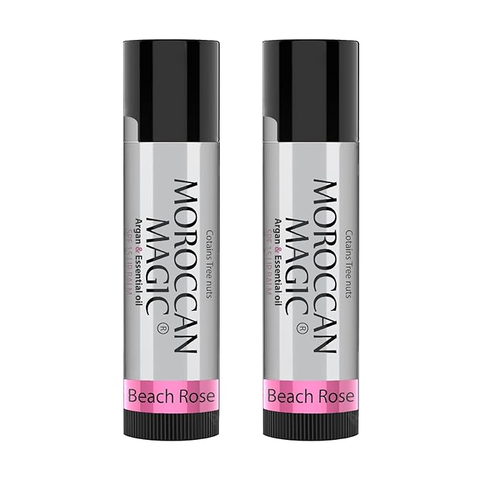 Moroccan Magic Beach Rose SPF 15 Lip Balm - Rose Vanilla | Argan Oil & Essential Oils | Family Owned | Cruelty Free | 2 Pack