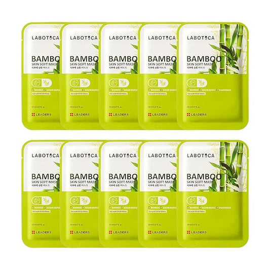 Bamboo Skin Soft Mask - Hydrating Face Mask for Even Skin Tone, Sensitive Skin, and Anti-Aging Korean Skincare (10 Sheets)