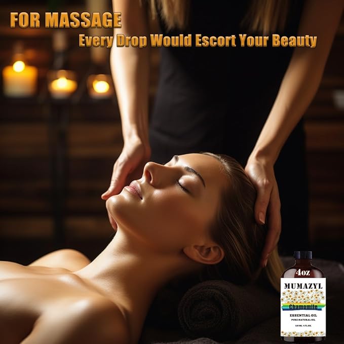 Chamomile Essential Oil, Chamomile Oil 4 Fl Oz 120ML for Diffuser Humidifier Yoga Cleaning DIY Candle Soap Making Essential Oils