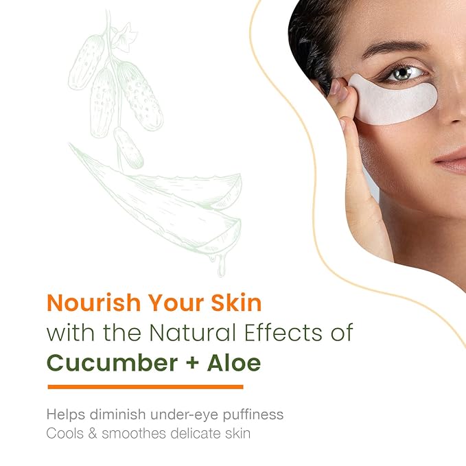 Cucumber & Aloe Under Eye Patches - Cooling, Reduces Puffiness, Anti-Aging, Hydrating, Dermatologist Tested, Cruelty Free Korean Skin Care For All Skin Types - 5 Pairs