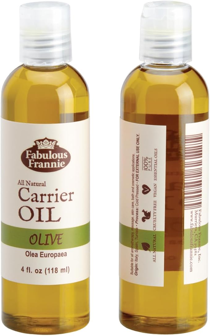 Fabulous Frannie Olive Carrier Oil Base Oil for Aromatherapy, Essential Oil or Massage 4oz (Pack of 1)
